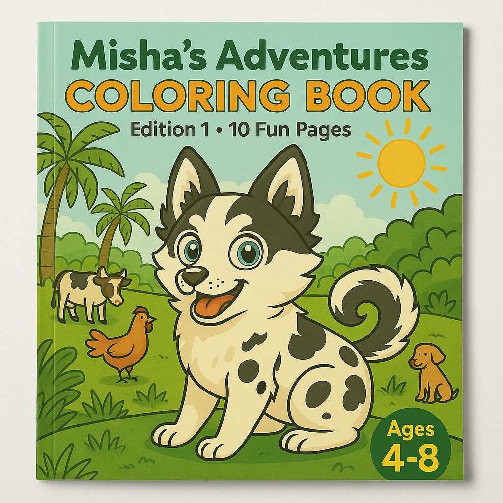 Misha's Adventures Coloring Book | Fun Pages for Ages 4-8
