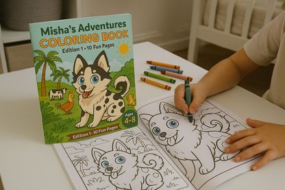 Misha's Adventures Coloring Book | Fun Pages for Ages 4-8